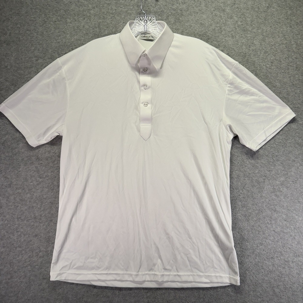 Collars & Co Dress Collar Polo Shirt Mens Large White Performance Stretch